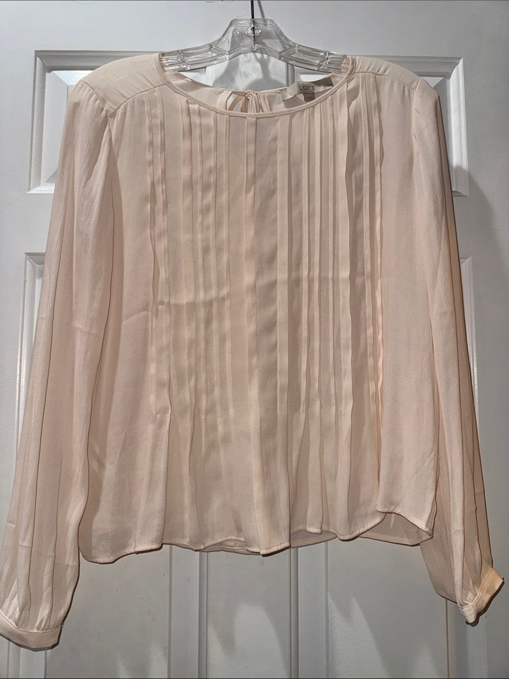 LOFT Light Blush Pintuck Long-Sleeve Blouse
